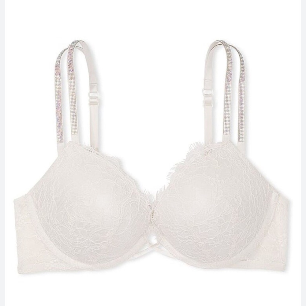 NEW Victorias Secret Diamond Shine White Lace Bra 42C
